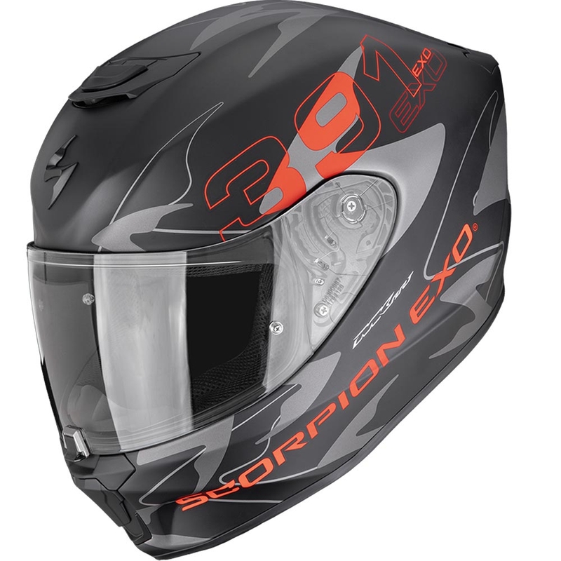 Κράνος μοτοσικλέτας Scorpion EXO-391 Key full-face ματ μαύρο-ασημί-κόκκινο