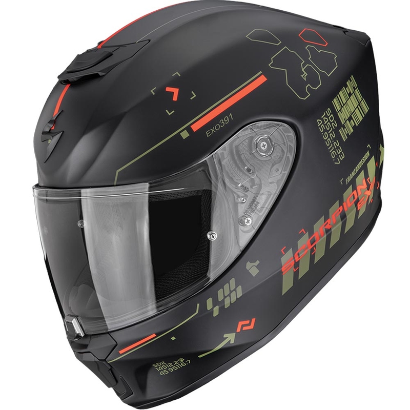 Κράνος μοτοσικλέτας Scorpion EXO-391 Iron full face ματ μαύρο-πράσινο-κόκκινο