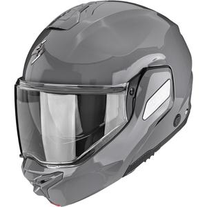 Κράνος μοτοσικλέτας Scorpion EXO-TECH II, συμπαγές, αναδιπλούμενο, σε γκρι χρώμα.