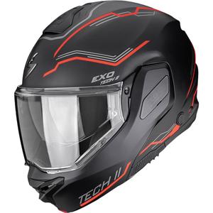 Κράνος μοτοσικλέτας Scorpion EXO-TECH II Dash αναδιπλούμενο ματ μαύρο-ασημί-κόκκινο