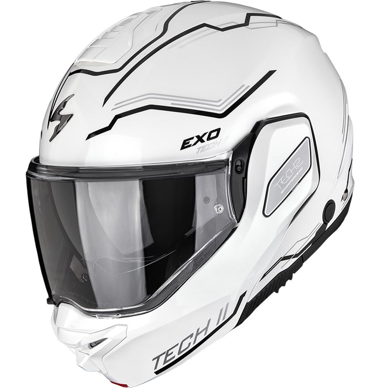 Κράνος μοτοσικλέτας Scorpion EXO-TECH II Dash με αναδιπλούμενο κάλυμμα, λευκό-ασημί-μαύρο