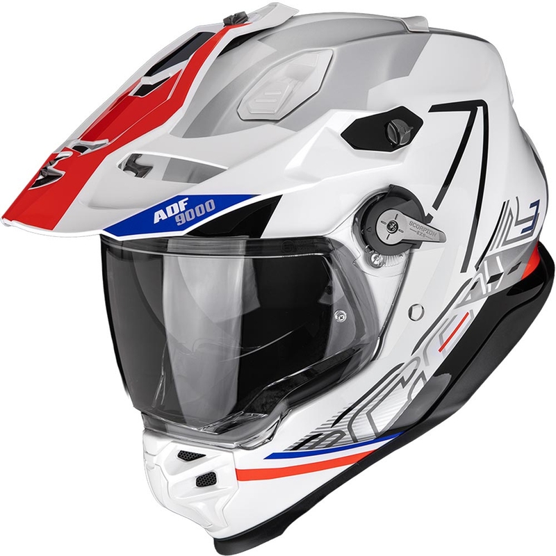 Κράνος Enduro Scorpion ADF-9000 Air Summit λευκό-κόκκινο-ασημί
