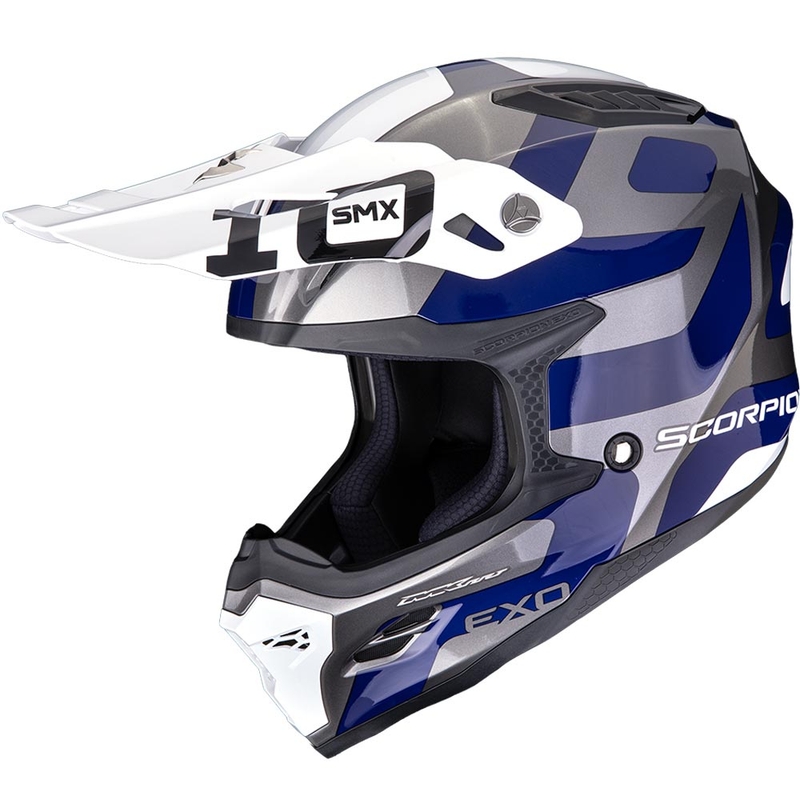 Κράνος μοτοκρός Scorpion SMX-10 Leap ασημί-μπλε