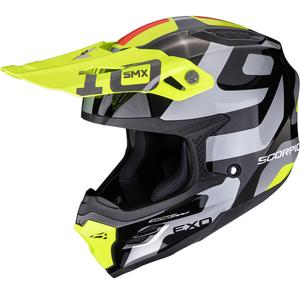 Κράνος Scorpion SMX-10 Leap motocross μαύρο-ασημί-φλουορ κίτρινο