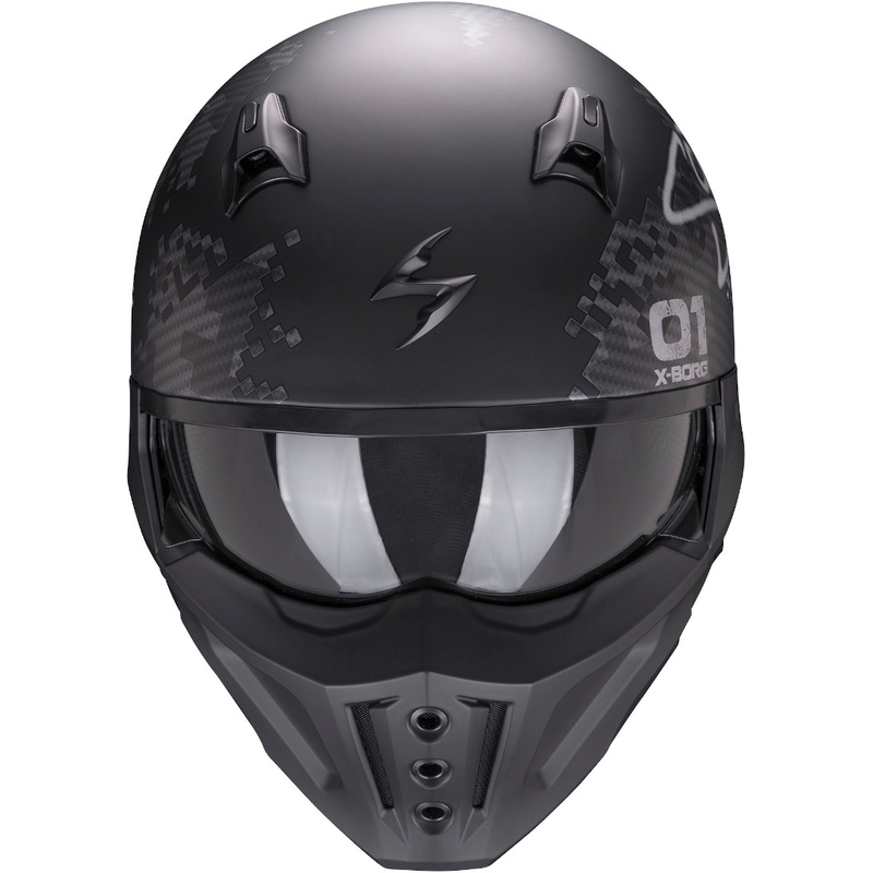 Ανοιχτό κράνος με μάσκα Scorpion COVERT-X Xborg μαύρο-ασημί