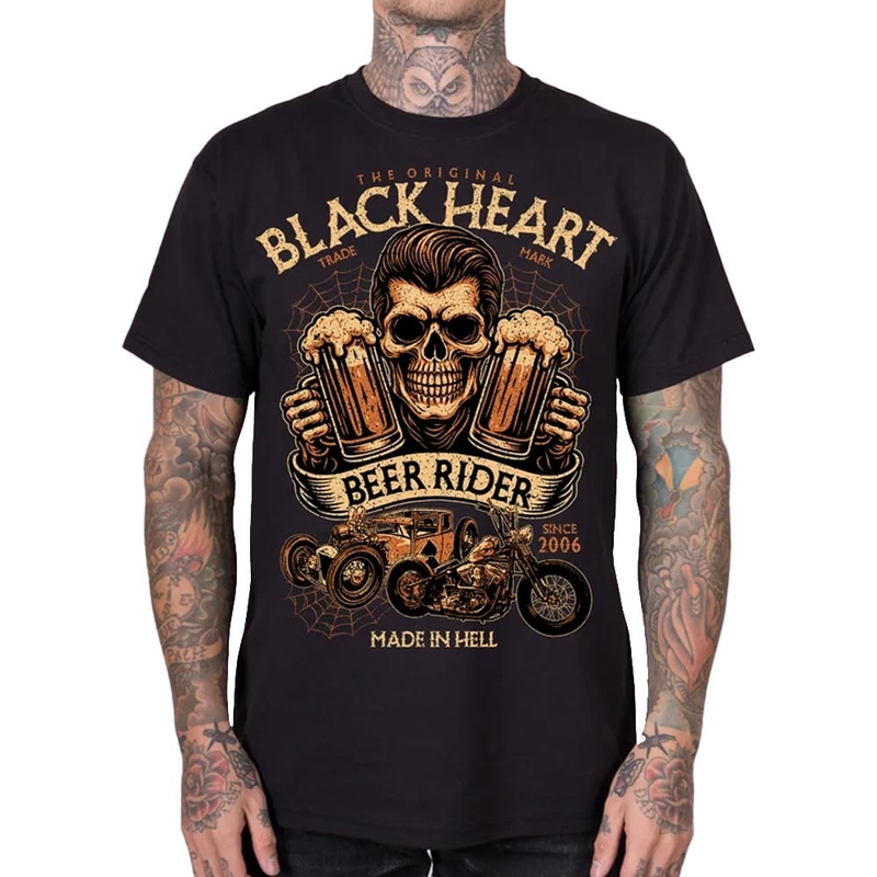 Μαύρο μπλουζάκι Black Heart Beer Rider