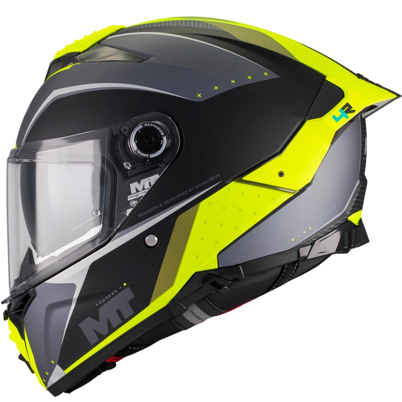 Κράνος μοτοσικλέτας full-face MT Thunder 4 R SV Wind Tunnel B3 μαύρο-γκρι-φλουορ κίτρινο
