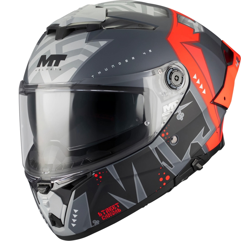 Κράνος μοτοσικλέτας full-face MT Thunder 4 R SV Canvas C5 μαύρο-γκρι-κόκκινο