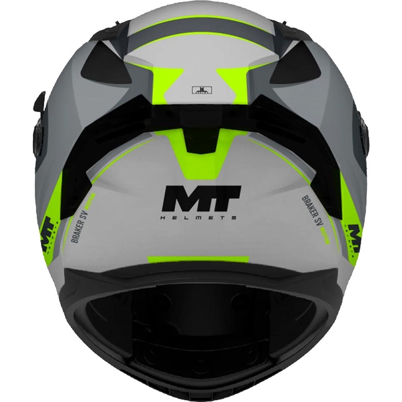 Κράνος μοτοσικλέτας full face MT Braker SV Inception C2 γκρι-φθοροκίτρινο