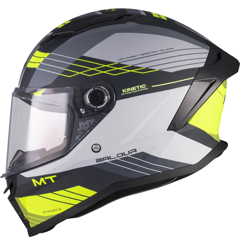 Κράνος μοτοσικλέτας full-face MT Stinger 2 Baldur C3 μαύρο-γκρι-φλουορ κίτρινο