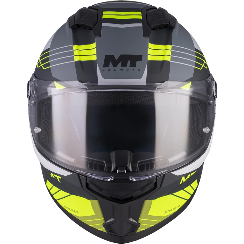 Κράνος μοτοσικλέτας full-face MT Stinger 2 Baldur C3 μαύρο-γκρι-φλουορ κίτρινο