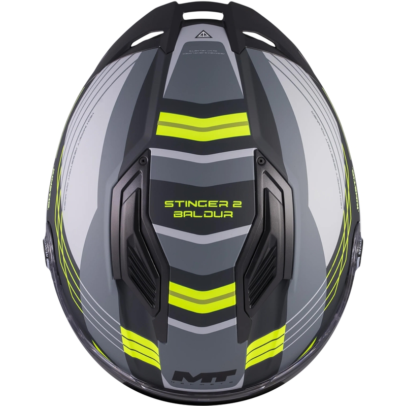Κράνος μοτοσικλέτας full-face MT Stinger 2 Baldur C3 μαύρο-γκρι-φλουορ κίτρινο