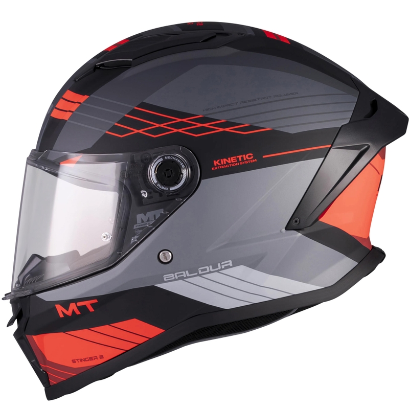 Κράνος μοτοσικλέτας full-face MT Stinger 2 Baldur C15 ματ μαύρο-γκρι-κόκκινο