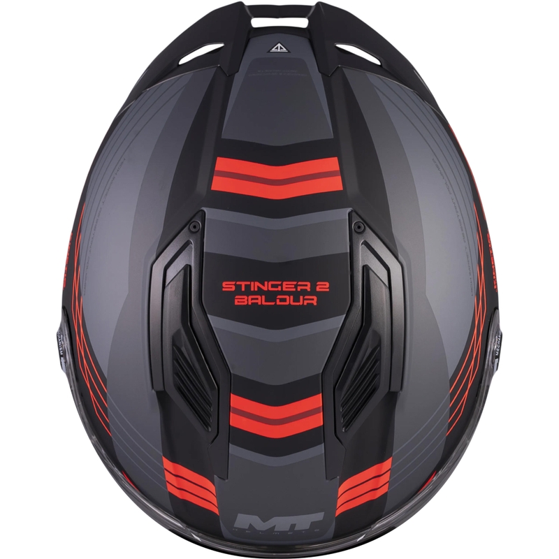 Κράνος μοτοσικλέτας full-face MT Stinger 2 Baldur C15 ματ μαύρο-γκρι-κόκκινο