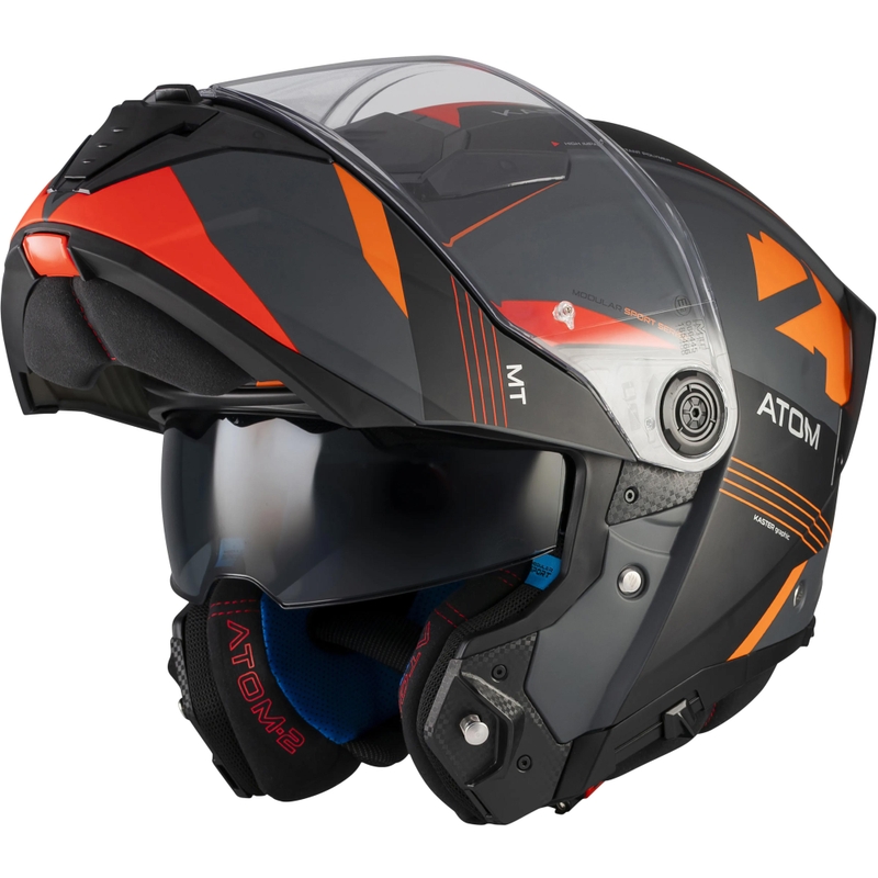 Κράνος μοτοσικλέτας MT Atom 2 SV Kaster C14 ματ μαύρο-γκρι-πορτοκαλί