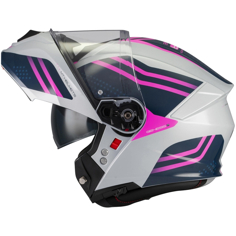 Κράνος μοτοσικλέτας MT Genesis R SV Vibe C8 με αναδιπλούμενο άνοιγμα, γκρι-μπλε-ροζ