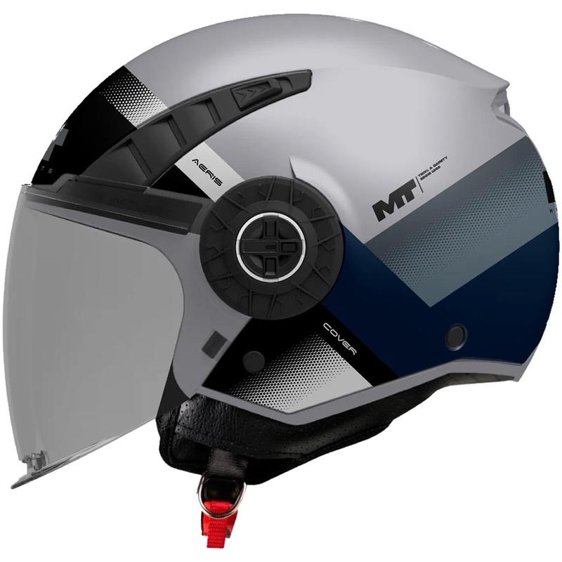 Κράνος μοτοσικλέτας ανοιχτού τύπου MT Aeris Cover C2 ματ γκρι-μαύρο-μπλε