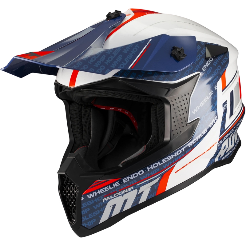 Κράνος Motocross MT Falcon S Ruler A15 μπλε-λευκό-κόκκινο