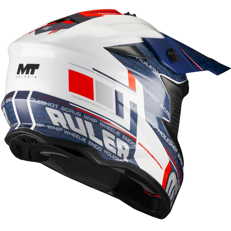 Κράνος Motocross MT Falcon S Ruler A15 μπλε-λευκό-κόκκινο