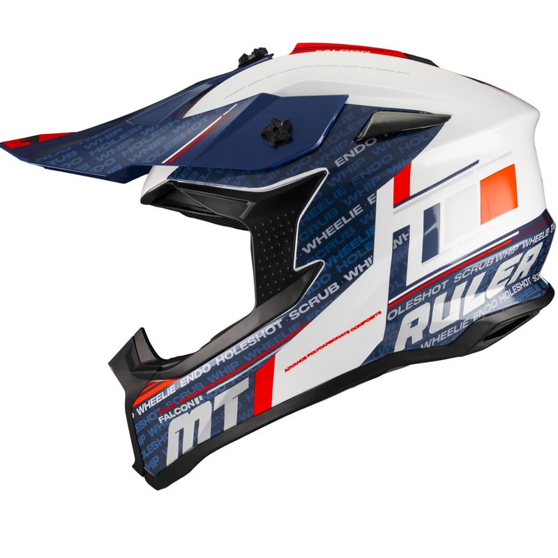 Κράνος Motocross MT Falcon S Ruler A15 μπλε-λευκό-κόκκινο