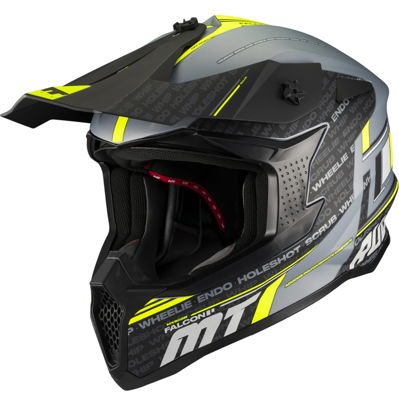 Κράνος Motocross MT Falcon S Ruler C2 ματ μαύρο-γκρι-φλουορ κίτρινο