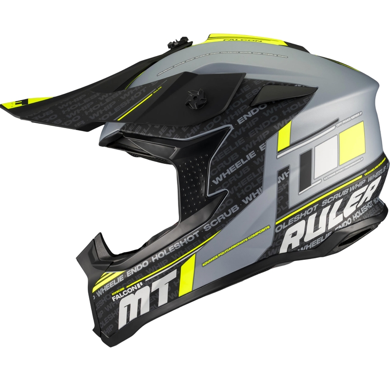 Κράνος Motocross MT Falcon S Ruler C2 ματ μαύρο-γκρι-φλουορ κίτρινο