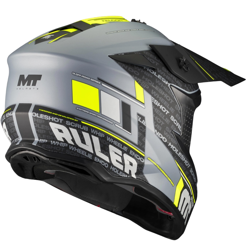 Κράνος Motocross MT Falcon S Ruler C2 ματ μαύρο-γκρι-φλουορ κίτρινο