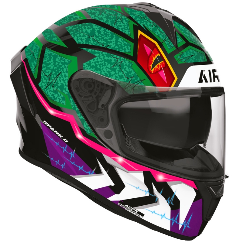 Κράνος μοτοσικλέτας Airoh Spark 2 Rex full-face μαύρο-πράσινο-μωβ