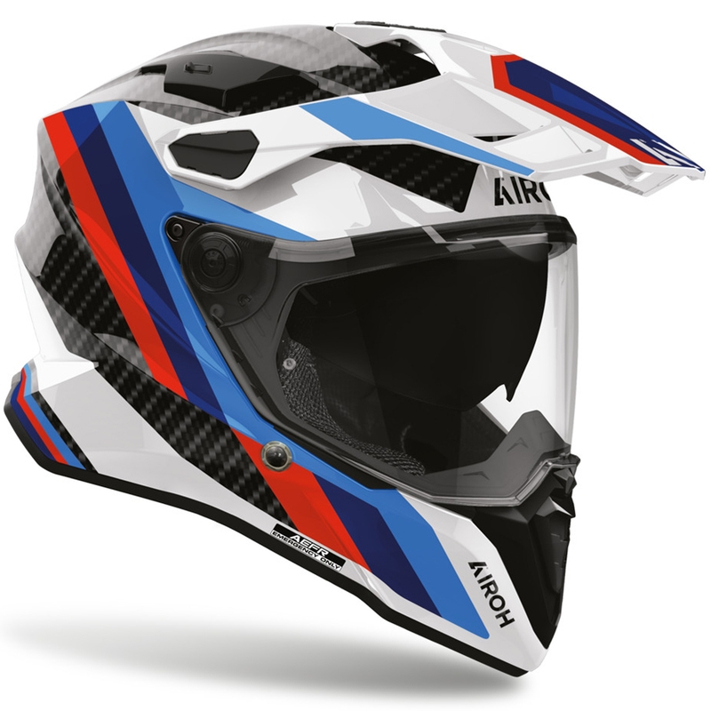 Κράνος μοτοσικλέτας Enduro Airoh Commander 2 Carbon Rank μαύρο-άσπρο-μπλε