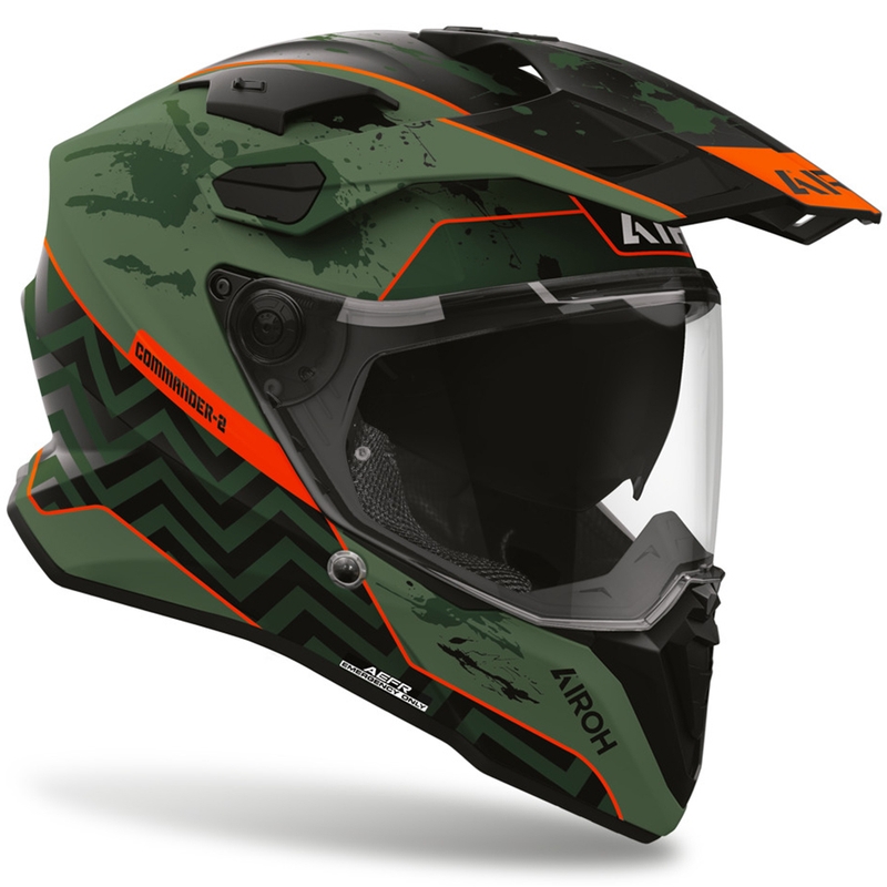 Κράνος μοτοσικλέτας Enduro Airoh Commander 2 Plug ματ μαύρο-πράσινο-κόκκινο