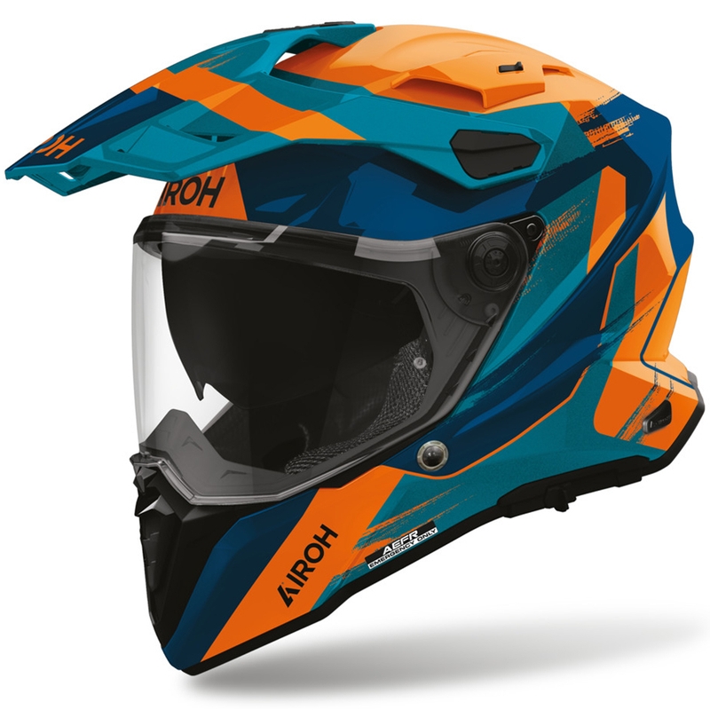 Κράνος μοτοσικλέτας Enduro Airoh Commander 2 Razor μπλε-πορτοκαλί