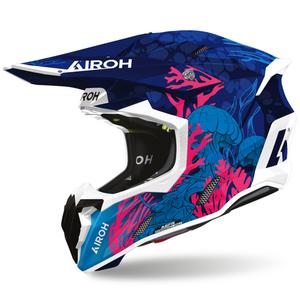 Κράνος υποβρύχιου motocross Airoh Twist 3 μπλε-λευκό-ροζ