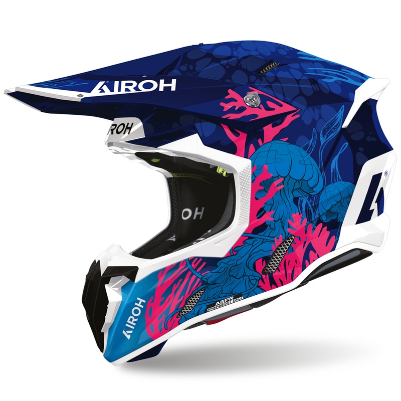 Κράνος υποβρύχιου motocross Airoh Twist 3 μπλε-λευκό-ροζ