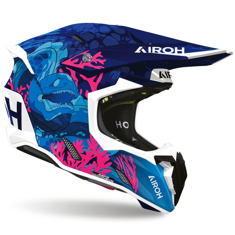 Κράνος υποβρύχιου motocross Airoh Twist 3 μπλε-λευκό-ροζ