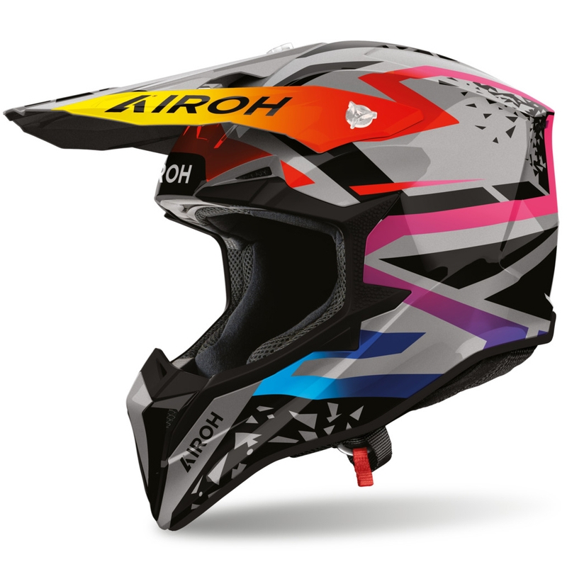 Κράνος μοτοσικλέτας Airoh Wraaap Karma για motocross, γκρι-πολύχρωμο