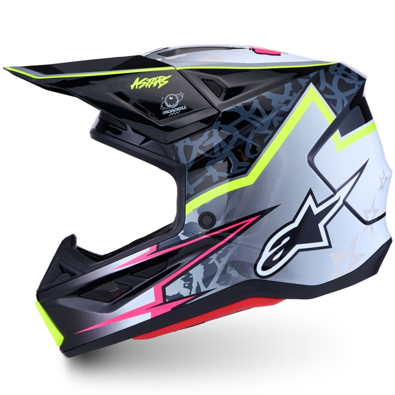Κράνος Alpinestars Supertech S-M7 Blaster για μοτοσικλέτα Motocross, γκρι-φλουό κίτρινο