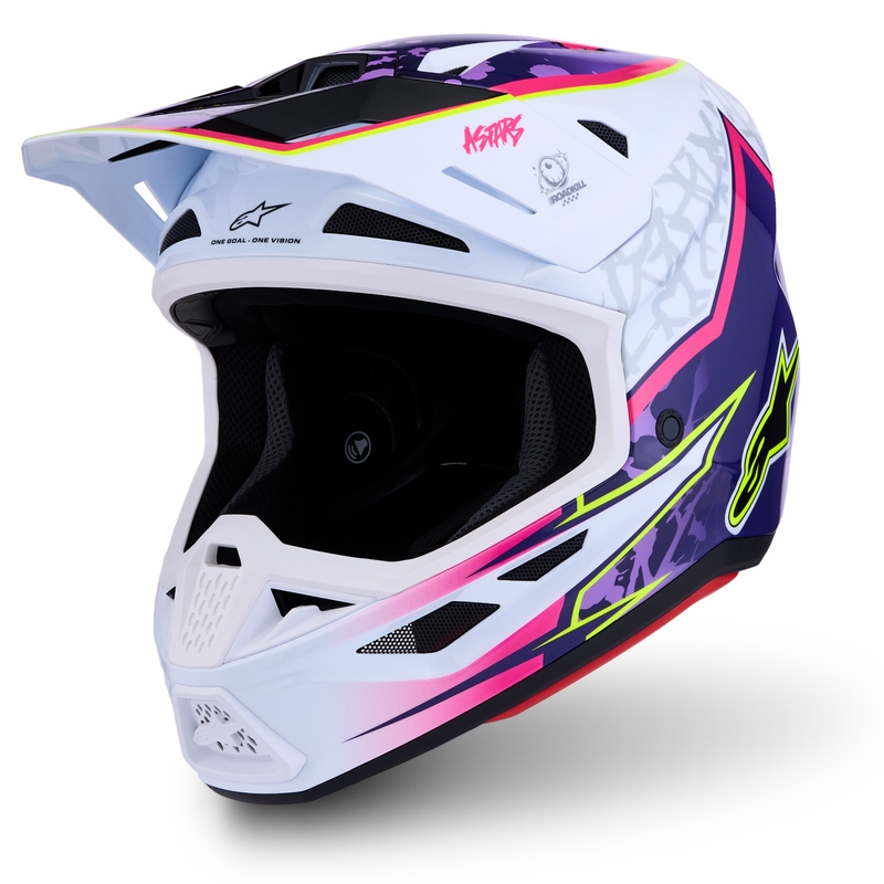 Κράνος μοτοσικλέτας Alpinestars Supertech S-M7 Blaster για μοτοσικλέτα, μωβ-λευκό