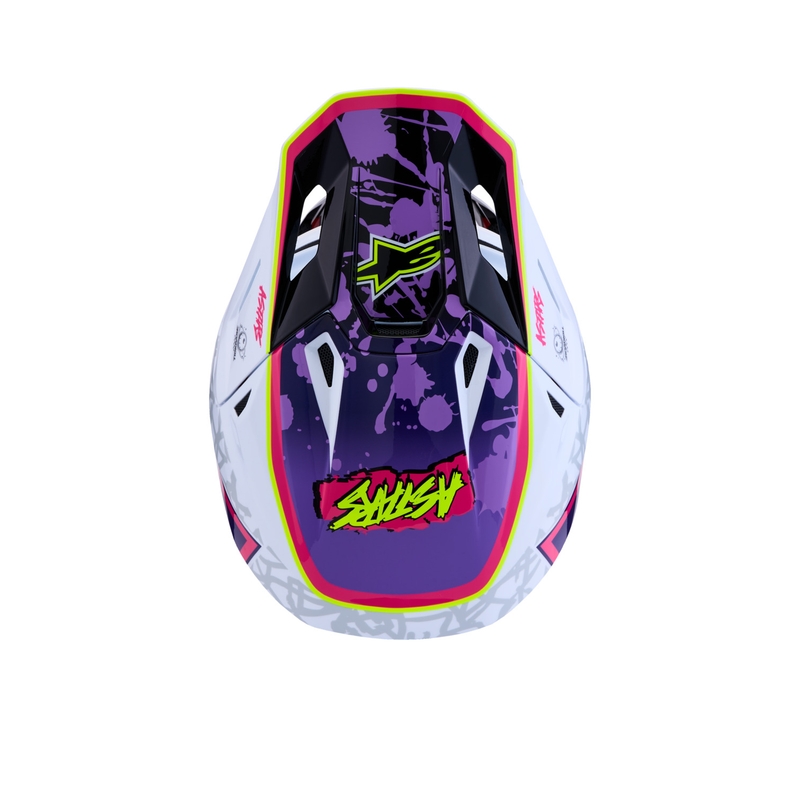 Κράνος μοτοσικλέτας Alpinestars Supertech S-M7 Blaster για μοτοσικλέτα, μωβ-λευκό