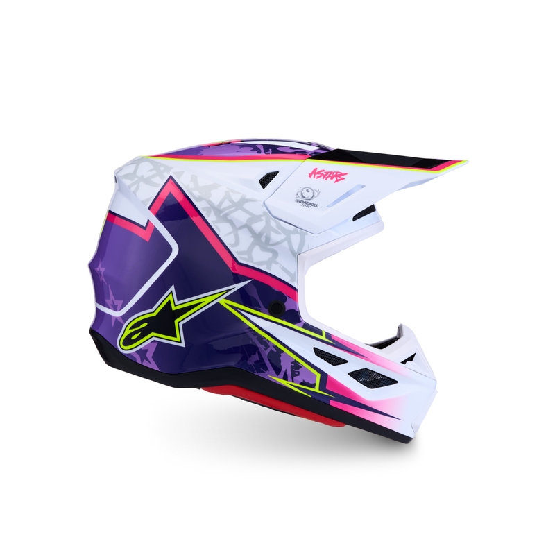 Κράνος μοτοσικλέτας Alpinestars Supertech S-M7 Blaster για μοτοσικλέτα, μωβ-λευκό