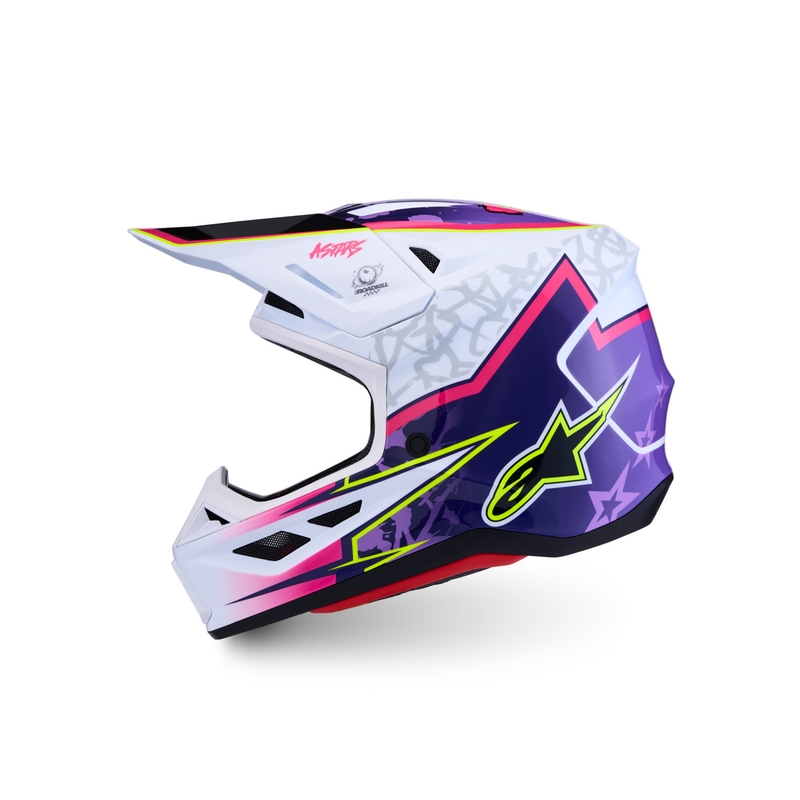 Κράνος μοτοσικλέτας Alpinestars Supertech S-M7 Blaster για μοτοσικλέτα, μωβ-λευκό
