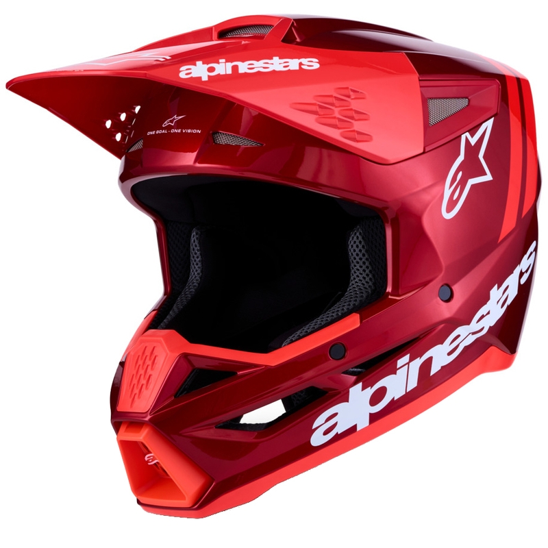 Κράνος motocross Alpinestars S-M3 Radium σε φθορίζον κόκκινο-λευκό χρώμα
