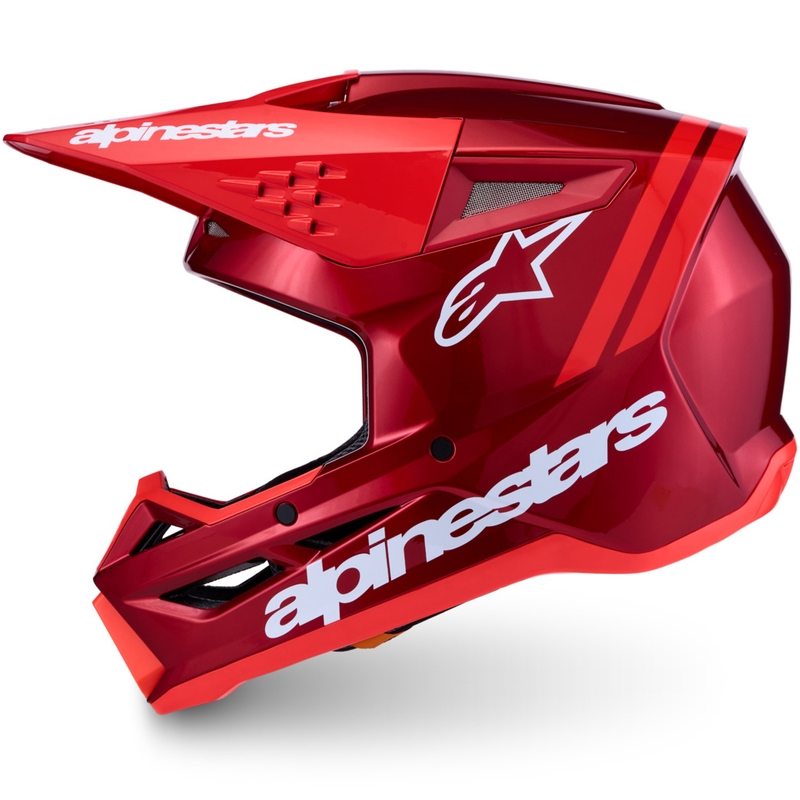 Κράνος motocross Alpinestars S-M3 Radium σε φθορίζον κόκκινο-λευκό χρώμα