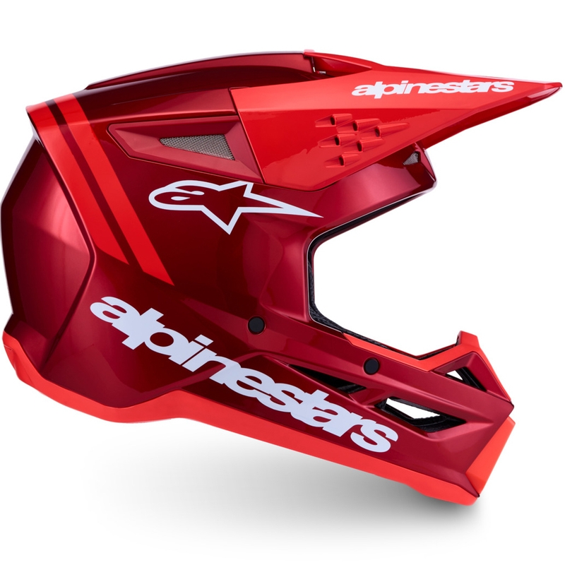 Κράνος motocross Alpinestars S-M3 Radium σε φθορίζον κόκκινο-λευκό χρώμα
