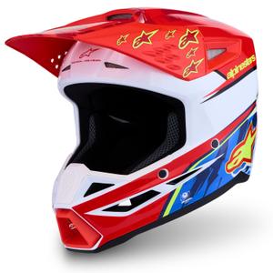 Κράνος μοτοσικλέτας Alpinestars S-M3 Falcon, φθορίζον κόκκινο-λευκό