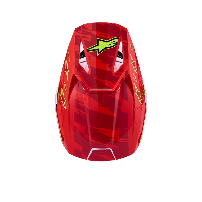 Κράνος μοτοσικλέτας Alpinestars S-M3 Falcon, φθορίζον κόκκινο-λευκό