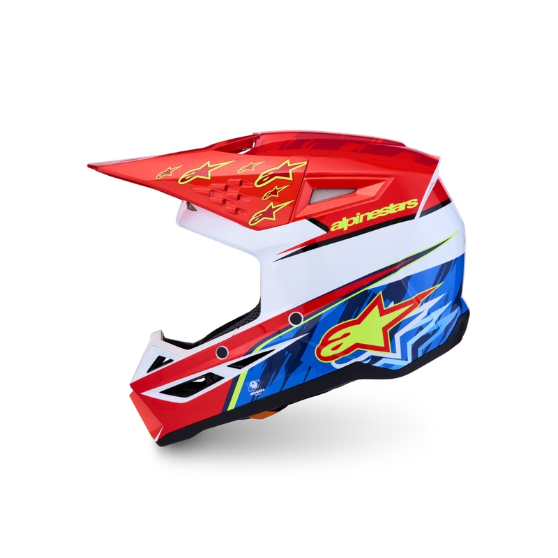 Κράνος μοτοσικλέτας Alpinestars S-M3 Falcon, φθορίζον κόκκινο-λευκό