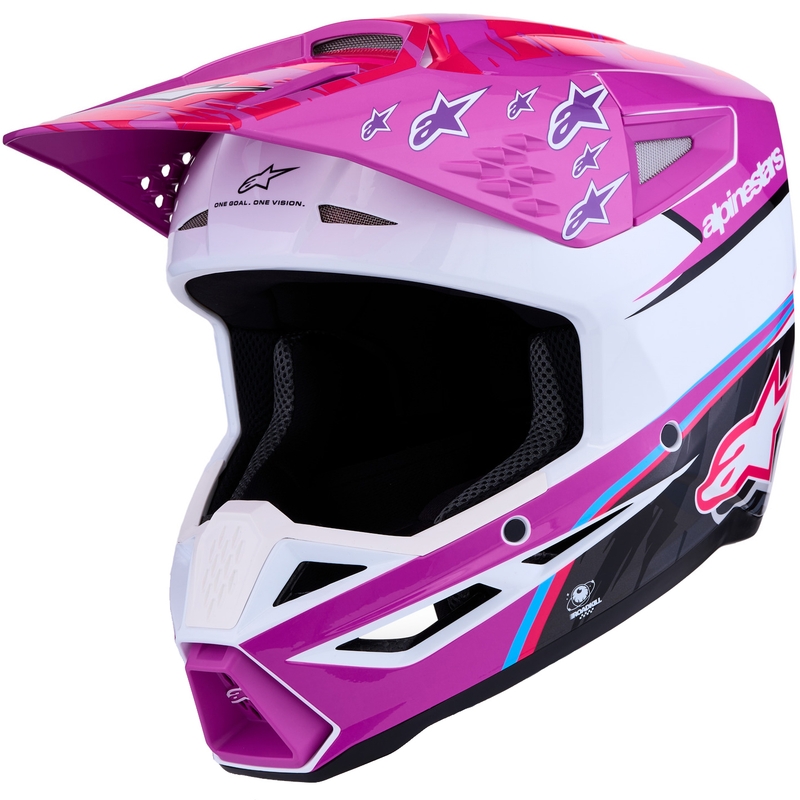 Κράνος μοτοσικλέτας Alpinestars S-M3 Falcon μωβ-λευκό-φλουορόζ