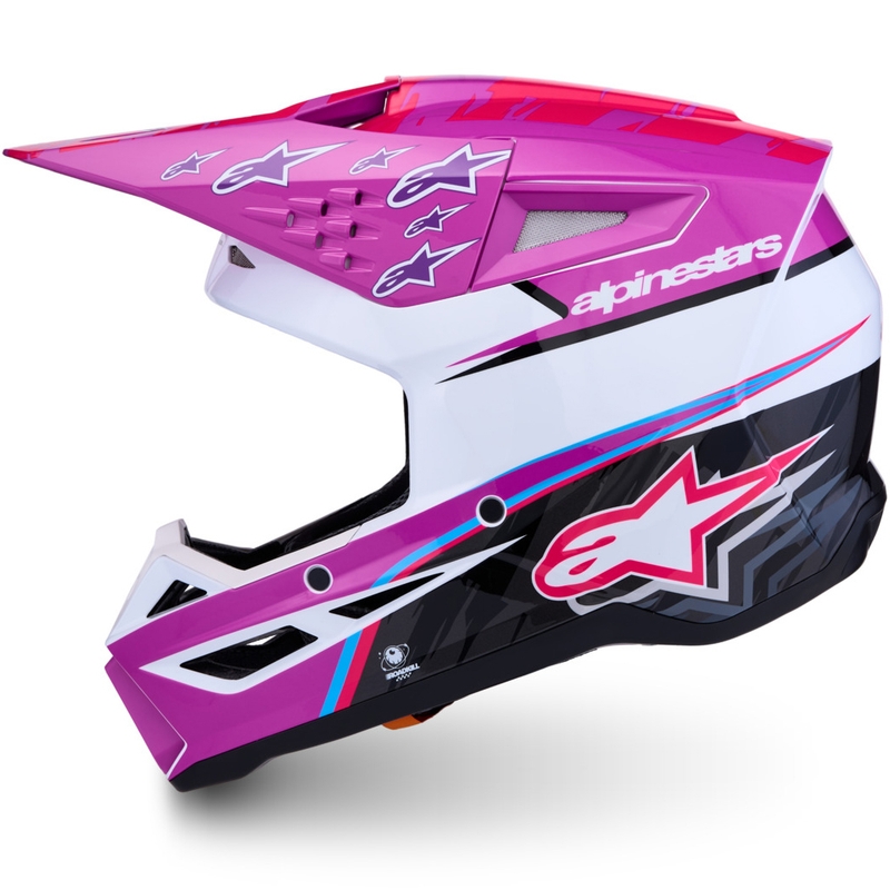 Κράνος μοτοσικλέτας Alpinestars S-M3 Falcon μωβ-λευκό-φλουορόζ