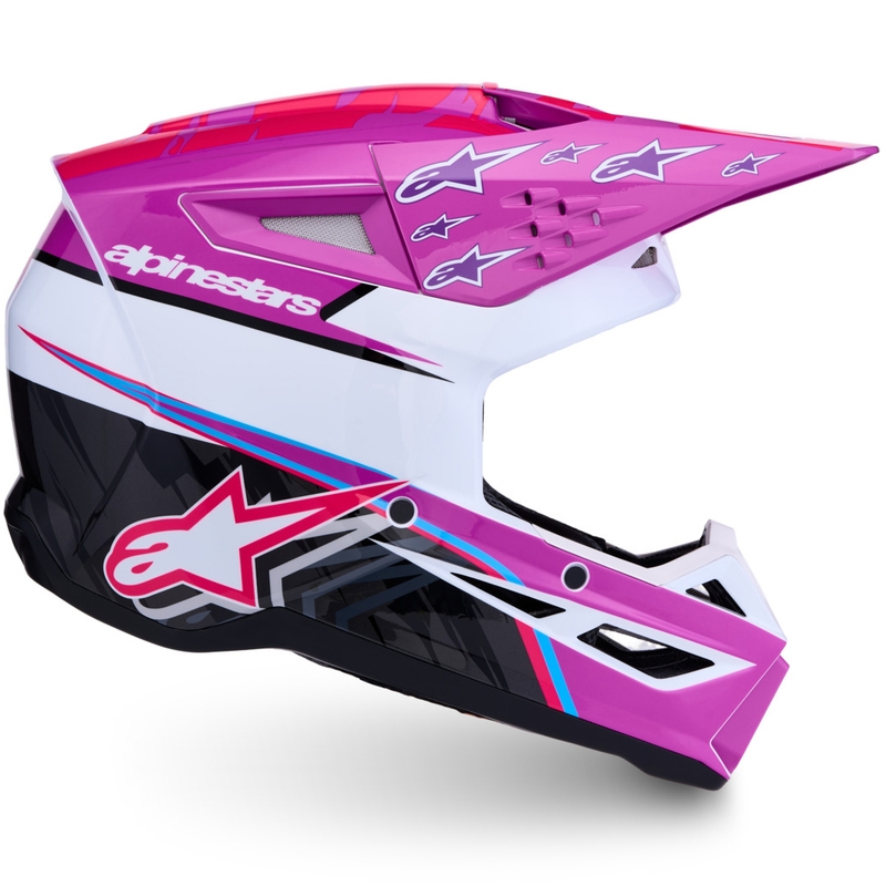 Κράνος μοτοσικλέτας Alpinestars S-M3 Falcon μωβ-λευκό-φλουορόζ