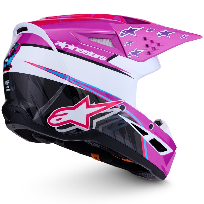 Κράνος μοτοσικλέτας Alpinestars S-M3 Falcon μωβ-λευκό-φλουορόζ